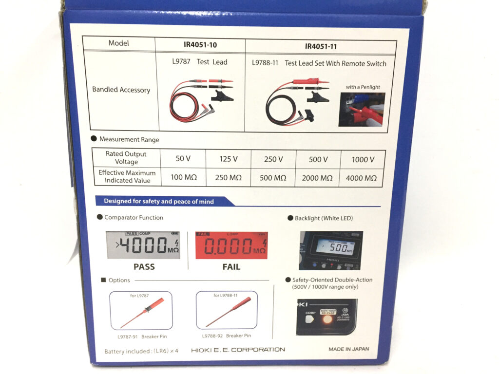 日置電機 デジタル絶縁抵抗計 IR4051-11-4
